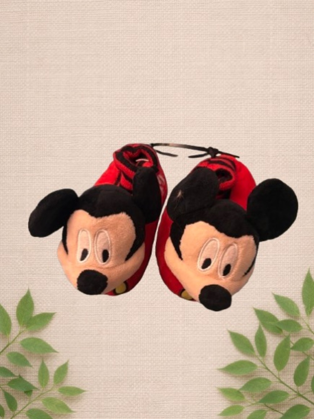 Disney Mickey Mouse Slippers – Kids Size 7–8 Plush